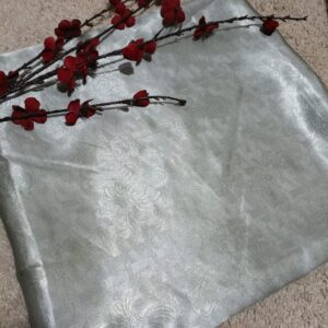 pure self jacard silk in silver