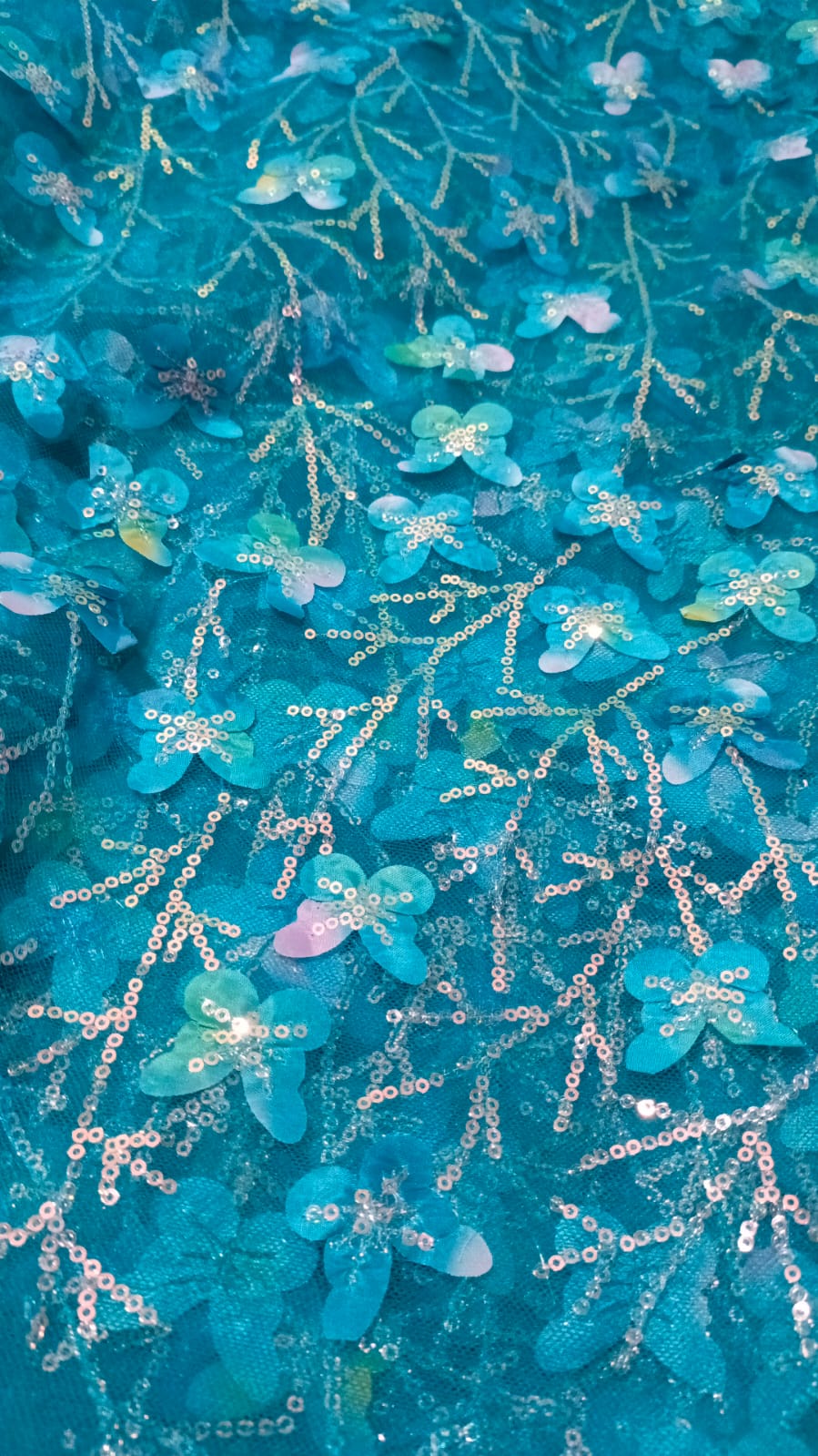 3D net with sequence work Net Shirt – Luxury Unstitched Party Wear Fabric.