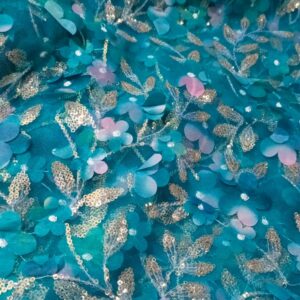 3D net with sequence work Net Shirt – Luxury Unstitched Party Wear Fabric