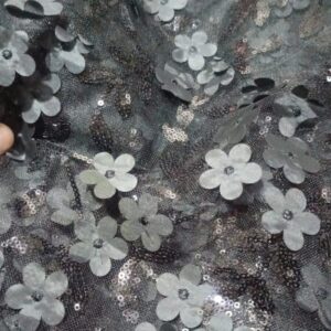 3D net with sequence work Net Shirt – Luxury Unstitched Party Wear Fabric