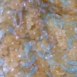 3D net with sequence work Net Shirt – Luxury Unstitched Party Wear Fabric