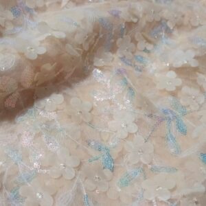 3D net with sequence work Net Shirt – Luxury Unstitched Party Wear Fabric