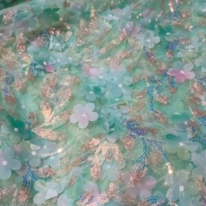 3D net with sequence work Net Shirt – Luxury Unstitched Party Wear Fabric