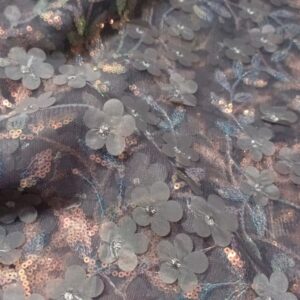 3D net with sequence work Net Shirt – Luxury Unstitched Party Wear Fabric