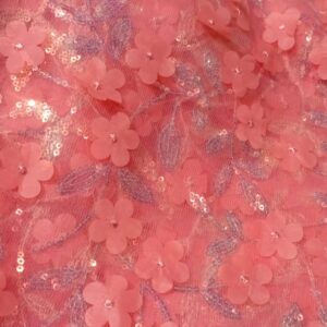 3D net with sequence work Net Shirt – Luxury Unstitched Party Wear Fabric