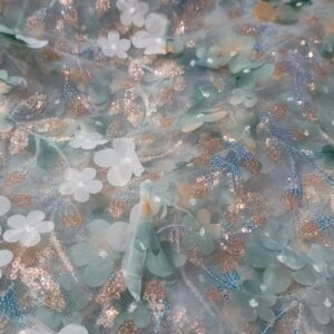 3D net with sequence work Net Shirt – Luxury Unstitched Party Wear Fabric