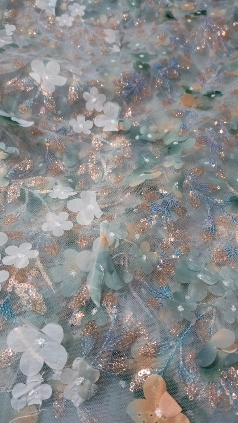 3D net with sequence work Net Shirt – Luxury Unstitched Party Wear Fabric