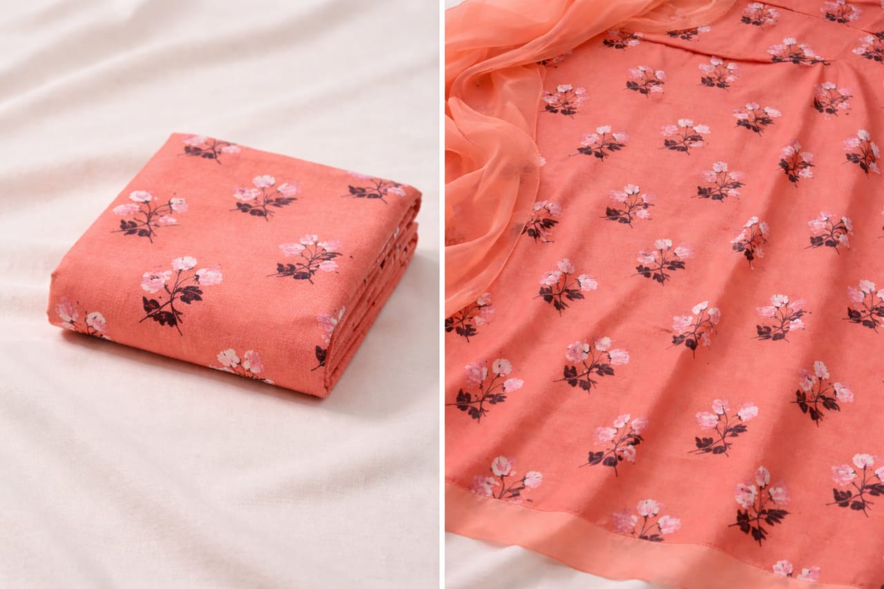 Stone Linen Printed Unstitched Suit – Lightweight & Breathable Fabric - Image 2