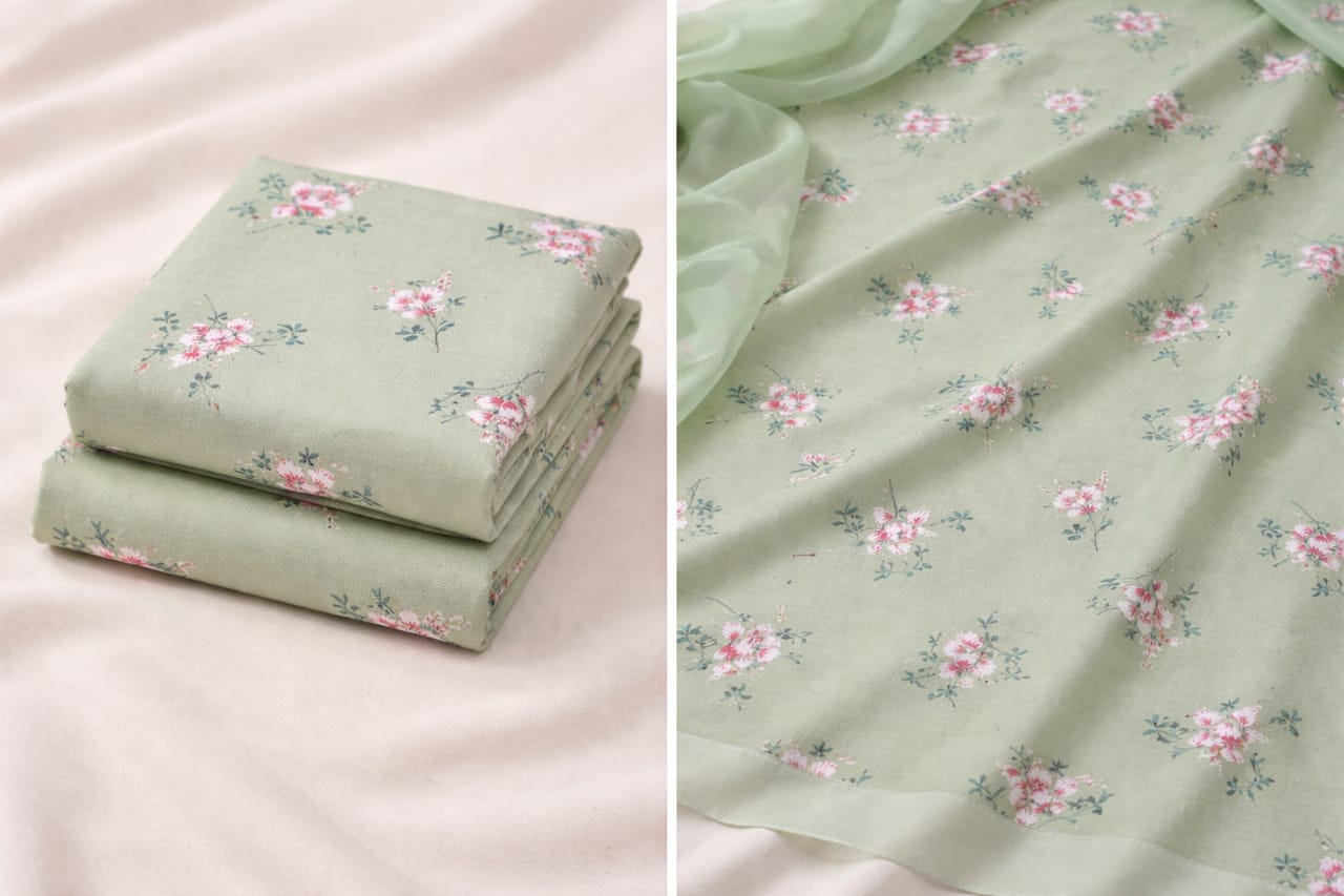 Stone Linen Printed Unstitched Suit – Lightweight & Breathable Fabric - Image 2